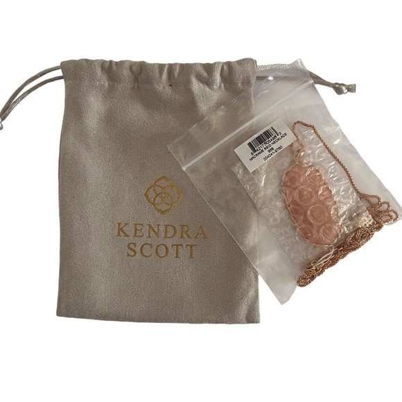 NWT Kendra Scott Macramé Reid Statement Necklace in Blush Wood 14k Rose … - Picture 3 of 15